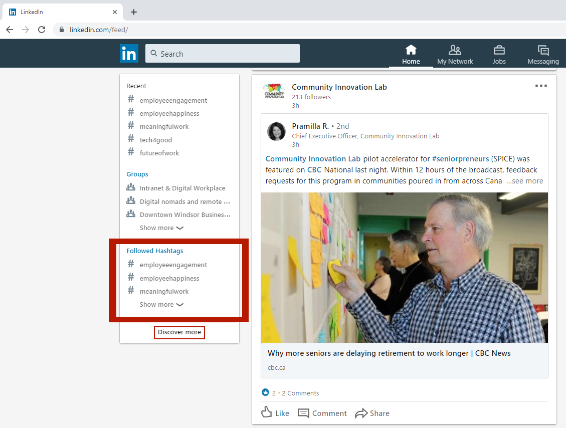 A quick way to get back to the tags youre following